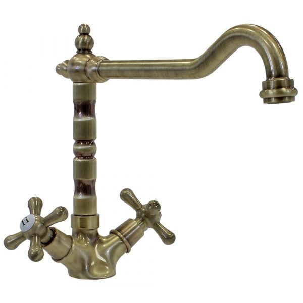 PLADOS IDEAOLD Single hole mixer with "OLD FASHION" spout and cross-shaped handles-48