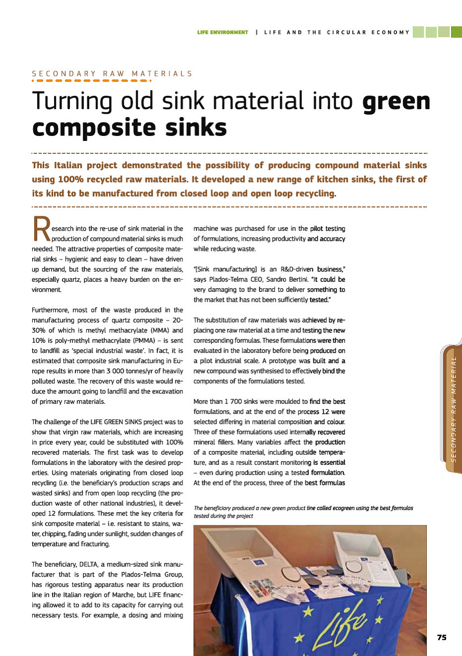 THE "GREEN SINKS" PROJECT IN THE EUROPEAN PUBLICATION "LIFE AND THE CIRCULAR ECONOMY" 2