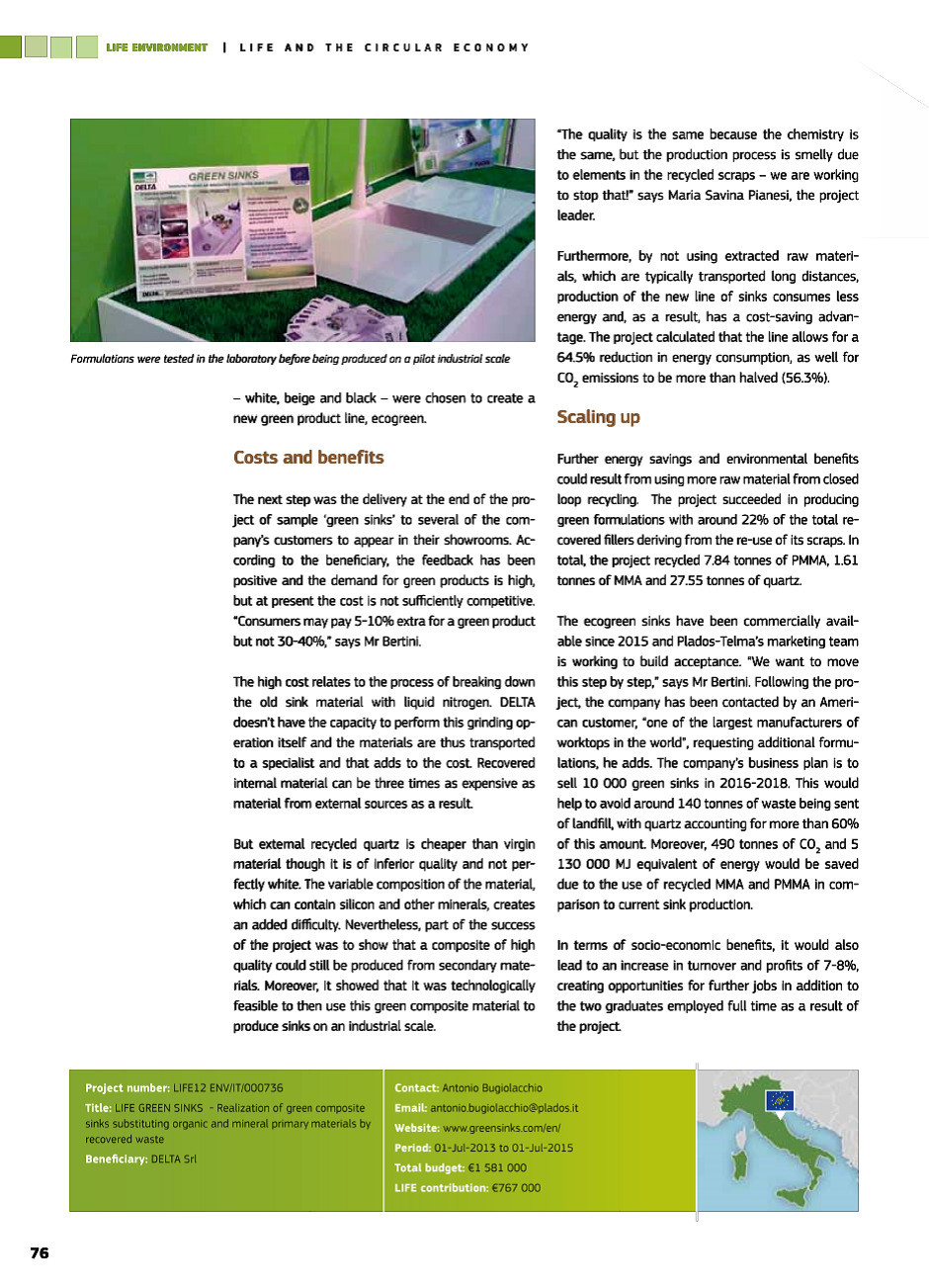 THE GREEN SINKS PROJECT IN THE EUROPEAN PUBLICATION "LIFE AND THE CIRCULAR ECONOMY" 3
