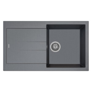 Fregadero moderno gris con escurridor